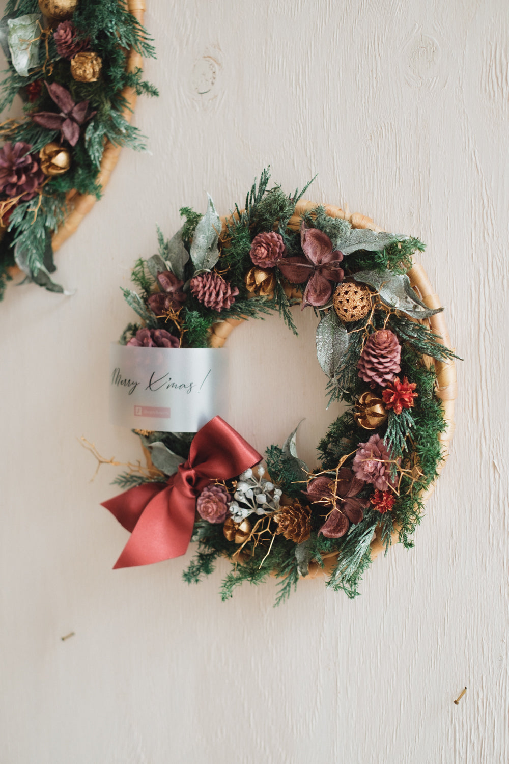 ◆11/12からお届け可能・クリスマス限定◆Disc Wreath/ディスクリース フォレストノエル/ドライフラワー&プリザーブドフラワー