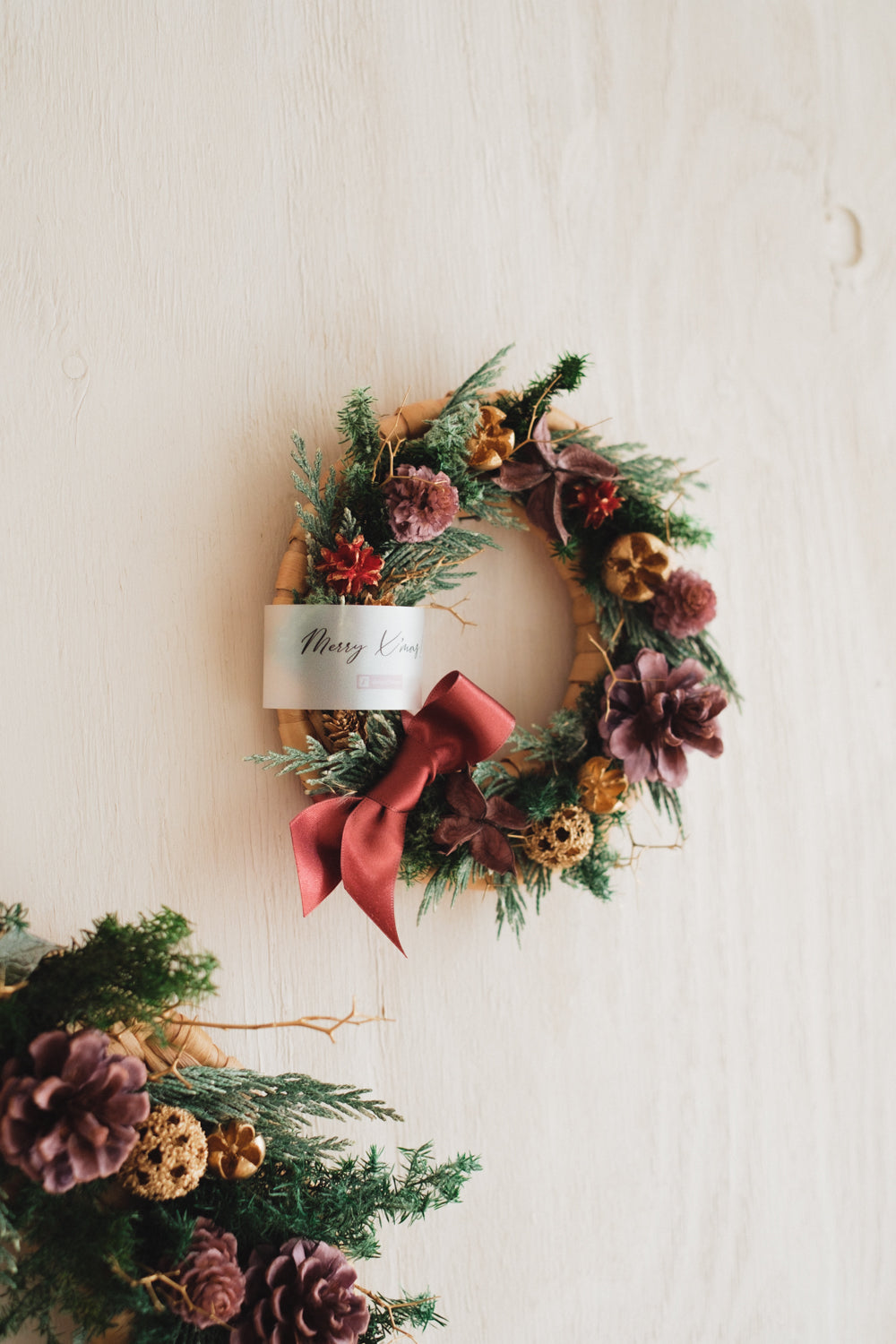 ◆11/12からお届け可能・クリスマス限定◆Disc Wreath/ディスクリース フォレストノエル/ドライフラワー&プリザーブドフラワー