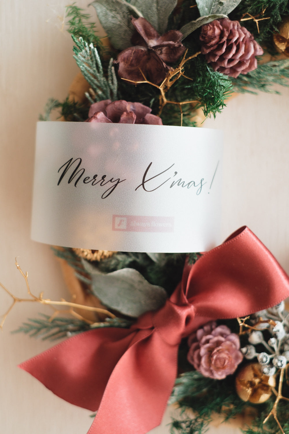 ◆11/12からお届け可能・クリスマス限定◆Disc Wreath/ディスクリース フォレストノエル/ドライフラワー&プリザーブドフラワー