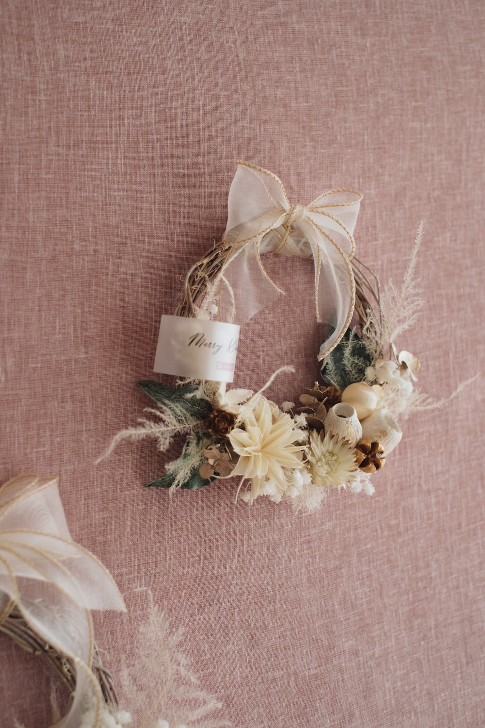 ◆11/12からお届け可能・季節限定◆ROUND Wreath/ラウンドリース ブランノエル/ドライフラワー&プリザーブドフラワー