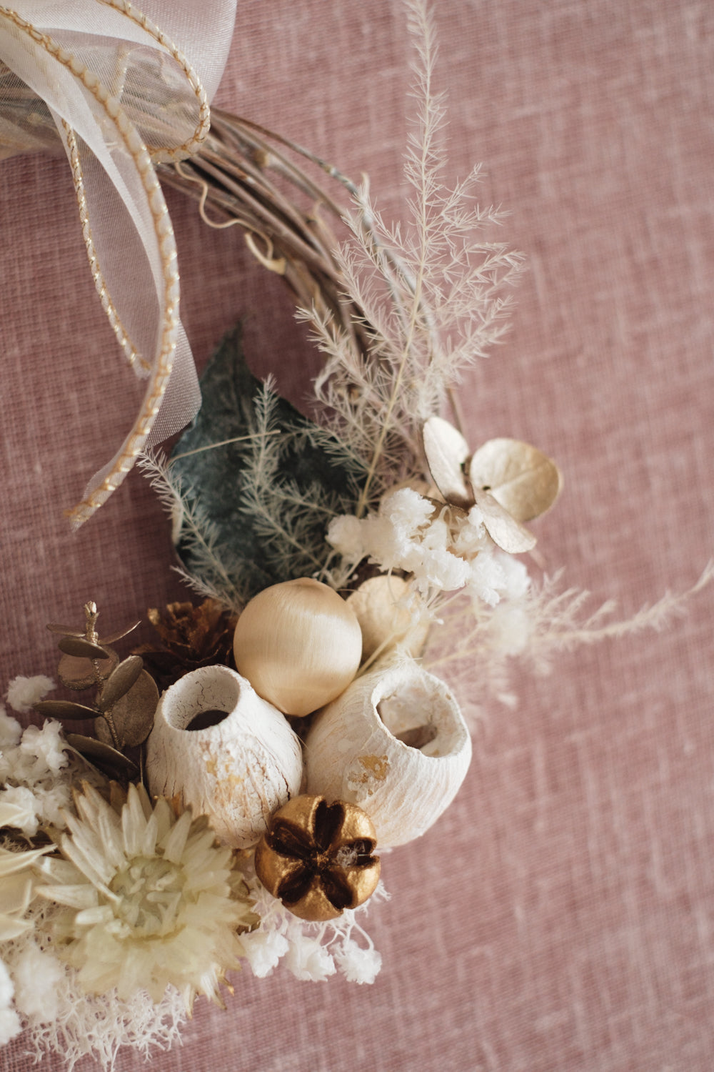 ◆11/12からお届け可能・季節限定◆ROUND Wreath/ラウンドリース ブランノエル/ドライフラワー&プリザーブドフラワー