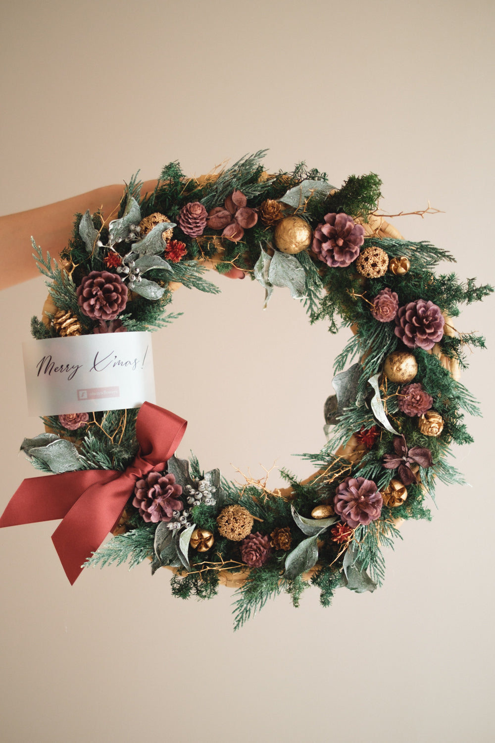 ◆11/12からお届け可能・クリスマス限定◆Disc Wreath/ディスクリース フォレストノエル/ドライフラワー&プリザーブドフラワー