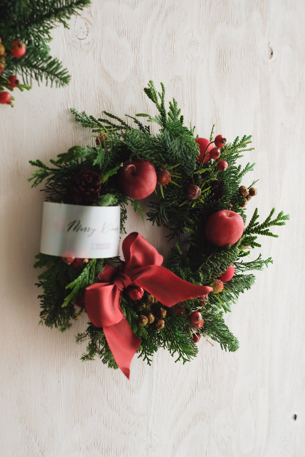 ◆11/26からお届け可能・クリスマス限定◆Round Wreath/ラウンドモミのリース ウォームホリデー/生花