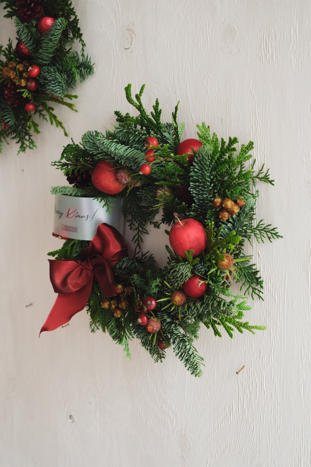 ◆11/26からお届け可能・クリスマス限定◆Round Wreath/ラウンドモミのリース ウォームホリデー/生花