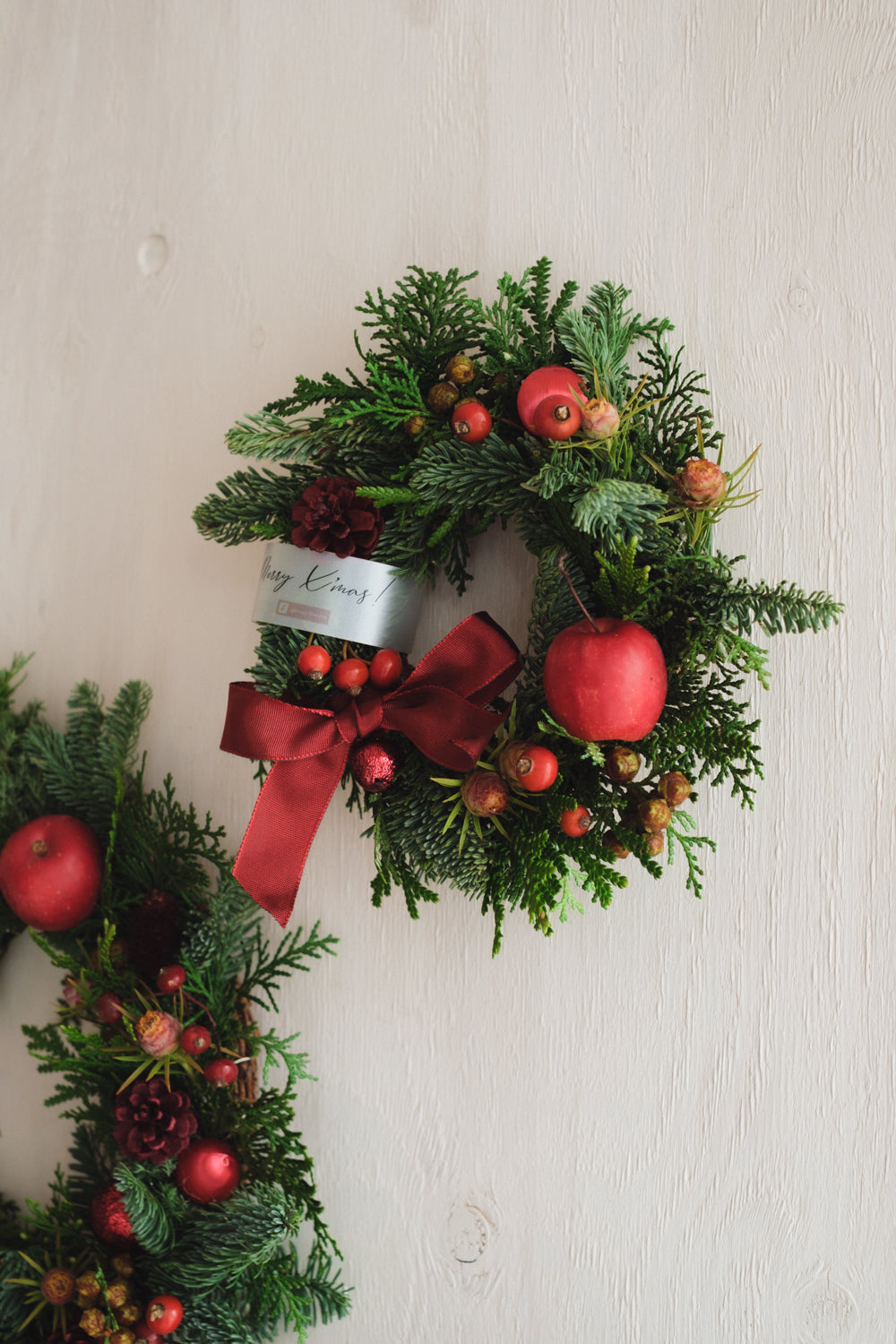 ◆11/26からお届け可能・クリスマス限定◆Round Wreath/ラウンドモミのリース ウォームホリデー/生花