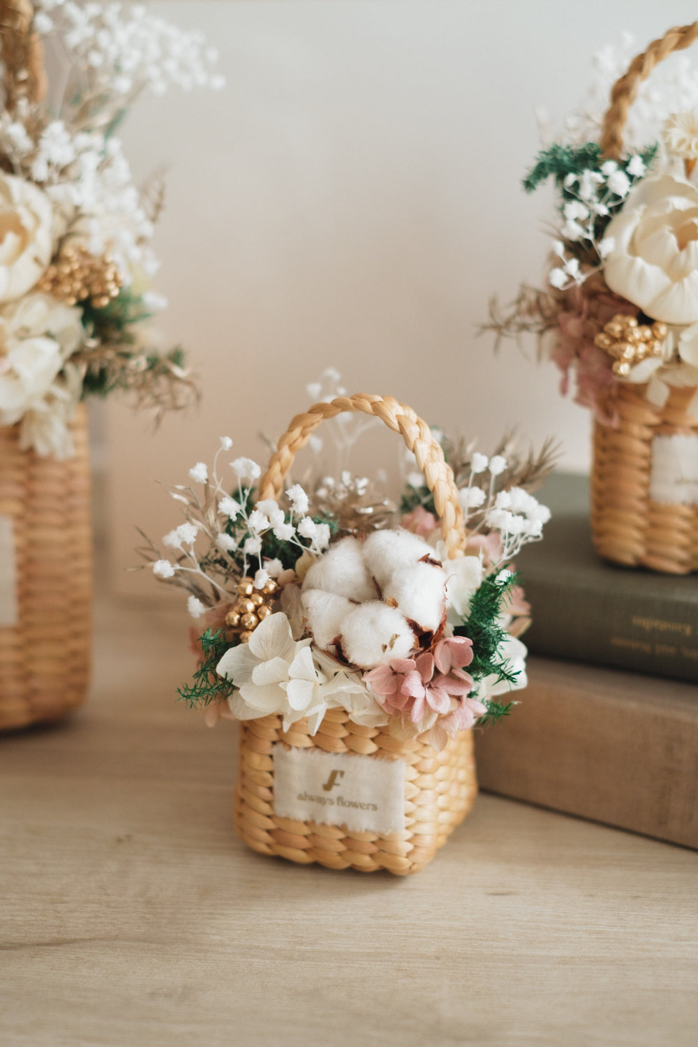 ◆クリスマス限定デザイン◆Flower BAG No.3 /スクエアカゴバッグ シャイニングスノー/ドライ・プリザーブドフラワー