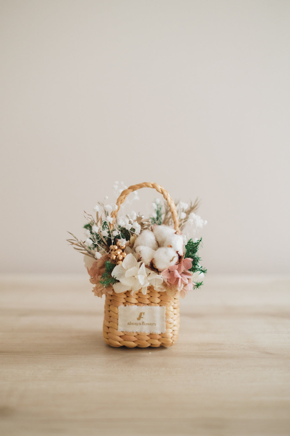 ◆クリスマス限定デザイン◆Flower BAG No.3 /スクエアカゴバッグ シャイニングスノー/ドライ・プリザーブドフラワー