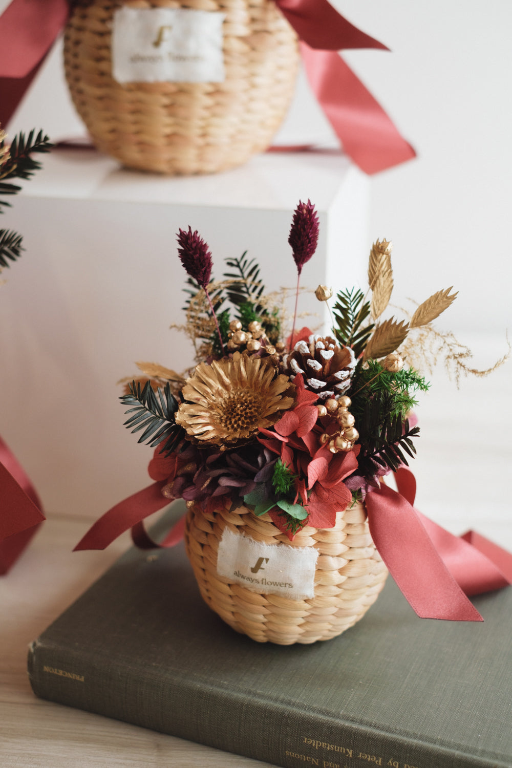 ◆クリスマス限定デザイン◆Flower BAG No.2/フラワーバッグアレンジ ルミナスナイト/ドライ&プリザーブドフラワー