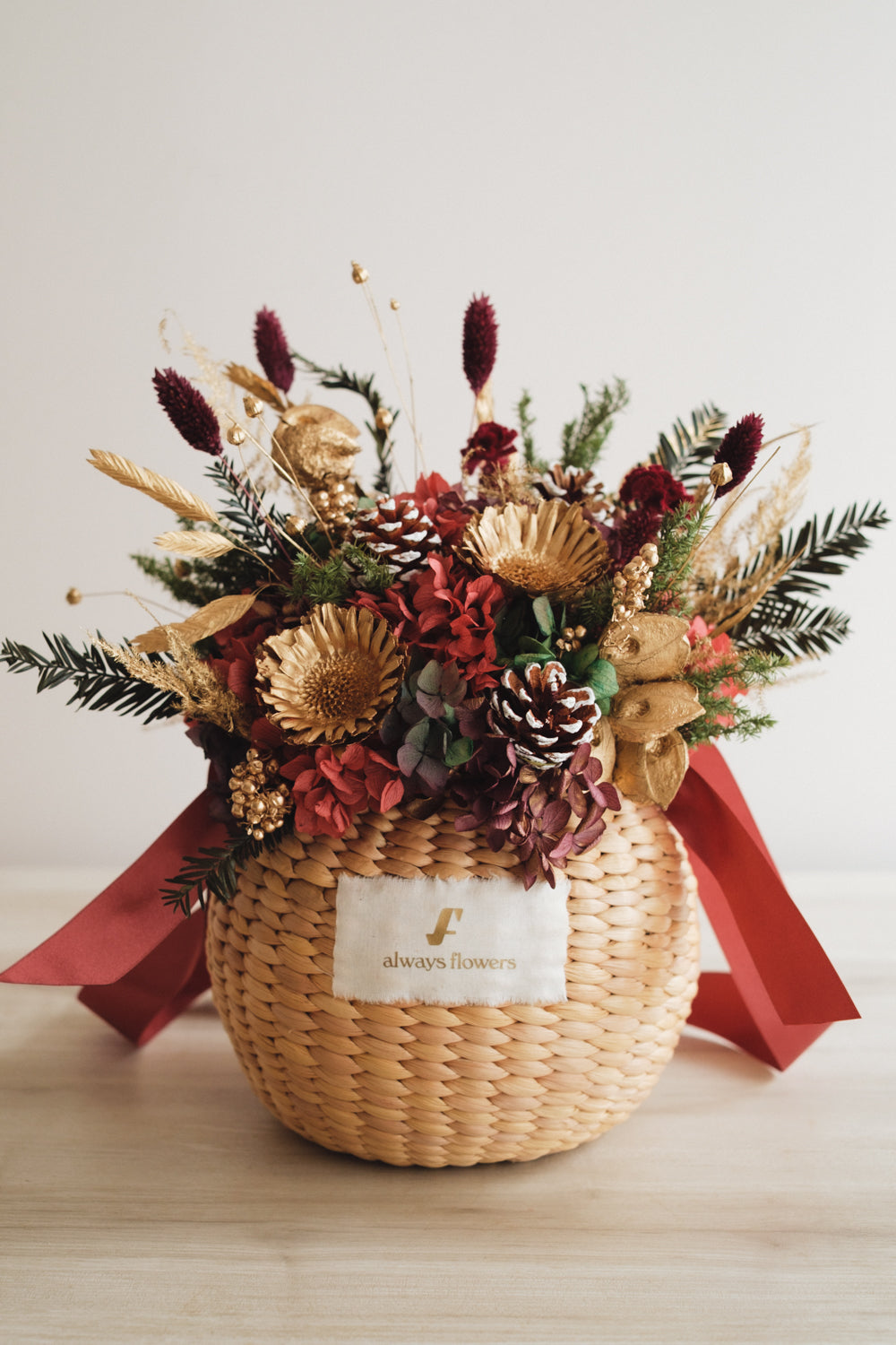 ◆クリスマス限定デザイン◆Flower BAG No.2/フラワーバッグアレンジ ルミナスナイト/ドライ&プリザーブドフラワー