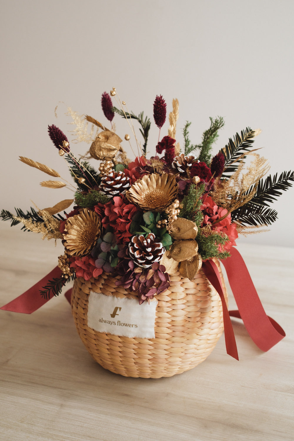 ◆クリスマス限定デザイン◆Flower BAG No.2/フラワーバッグアレンジ ルミナスナイト/ドライ&プリザーブドフラワー