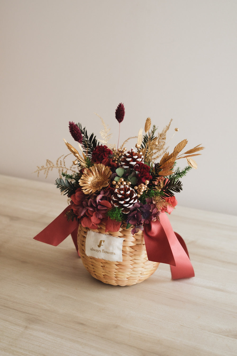 ◆クリスマス限定デザイン◆Flower BAG No.2/フラワーバッグアレンジ ルミナスナイト/ドライ&プリザーブドフラワー