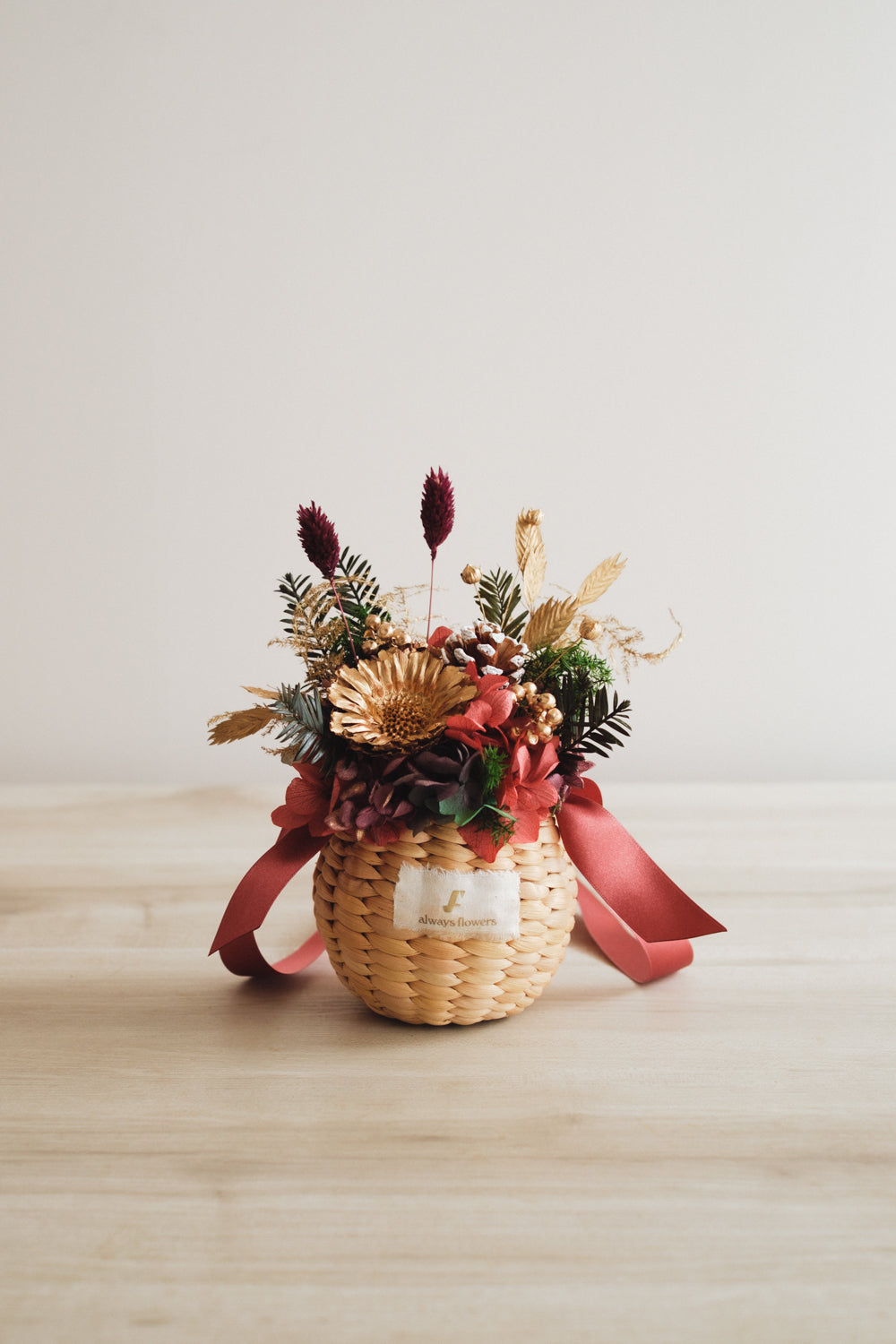 ◆クリスマス限定デザイン◆Flower BAG No.2/フラワーバッグアレンジ ルミナスナイト/ドライ&プリザーブドフラワー