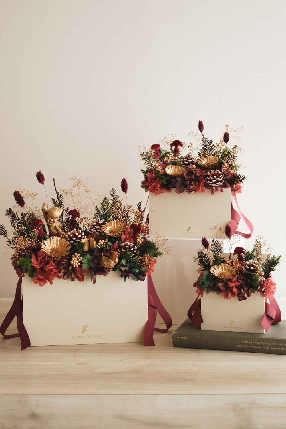 ◆クリスマス限定デザイン◆Flower BAG No.1/フラワーバッグアレンジ グローウィングナイト/ドライ&プリザーブドフラワー