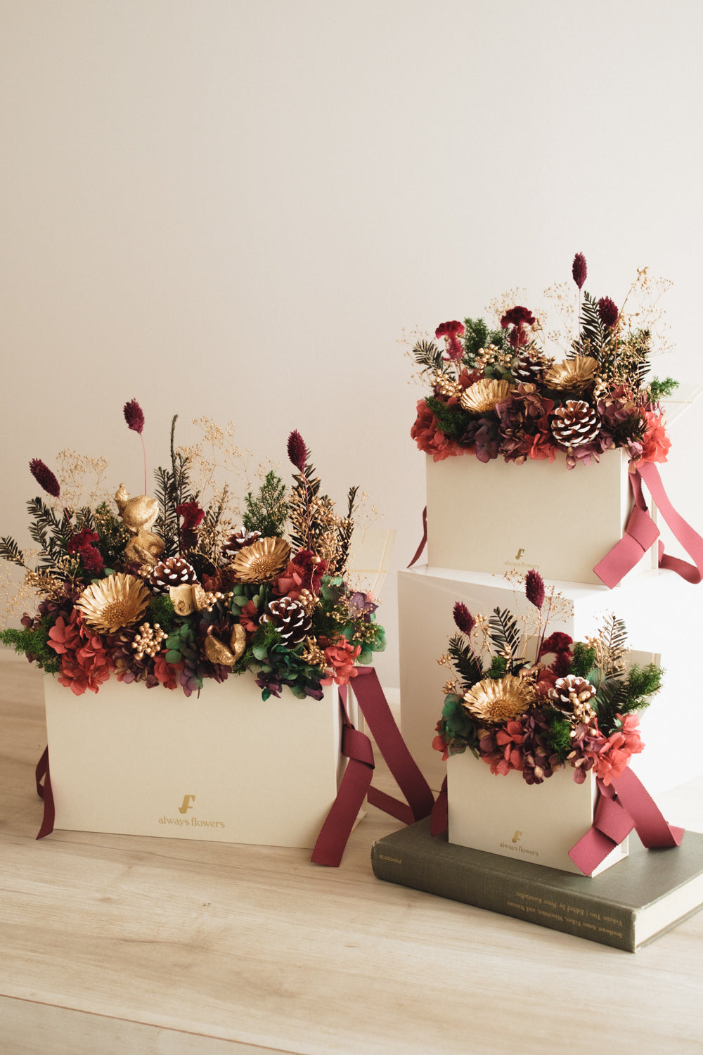 ◆クリスマス限定デザイン◆Flower BAG No.1/フラワーバッグアレンジ グローウィングナイト/ドライ&プリザーブドフラワー