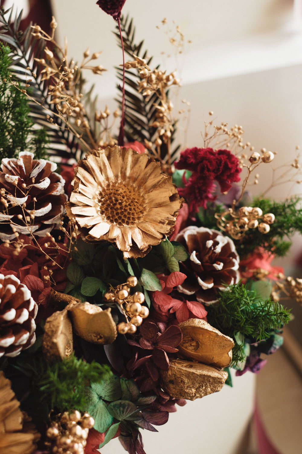 ◆クリスマス限定デザイン◆Flower BAG No.1/フラワーバッグアレンジ グローウィングナイト/ドライ&プリザーブドフラワー