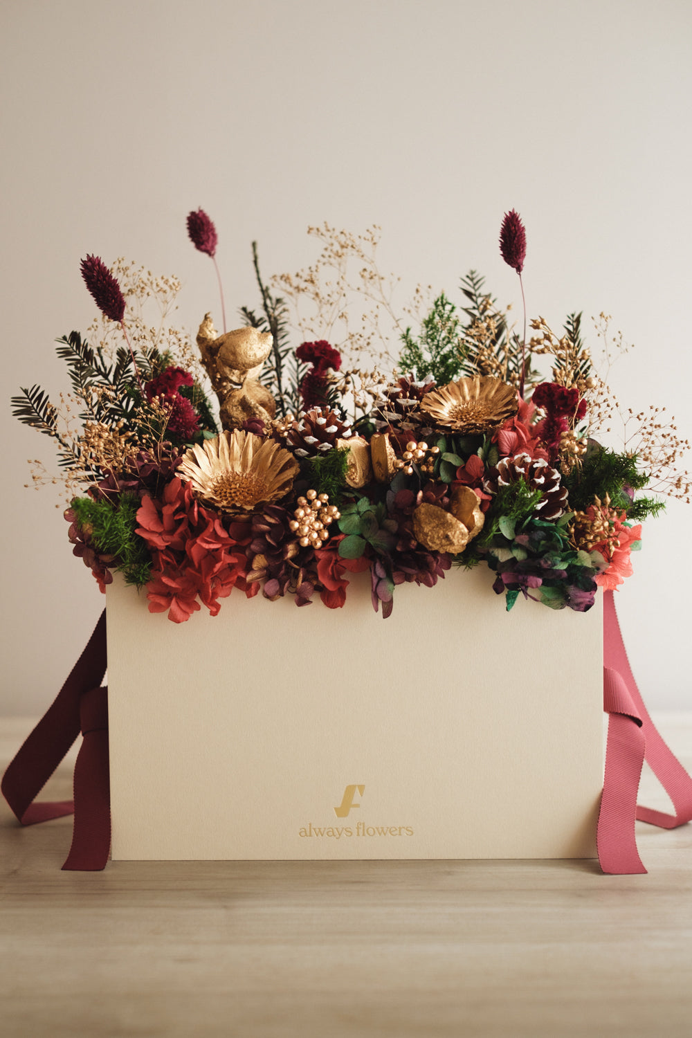 ◆クリスマス限定デザイン◆Flower BAG No.1/フラワーバッグアレンジ グローウィングナイト/ドライ&プリザーブドフラワー