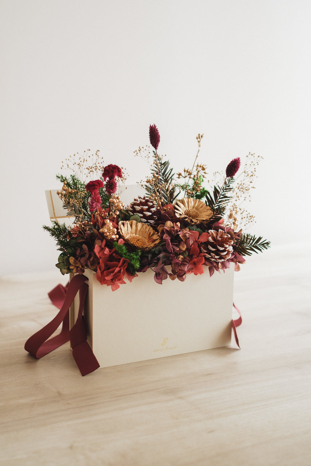 ◆クリスマス限定デザイン◆Flower BAG No.1/フラワーバッグアレンジ グローウィングナイト/ドライ&プリザーブドフラワー