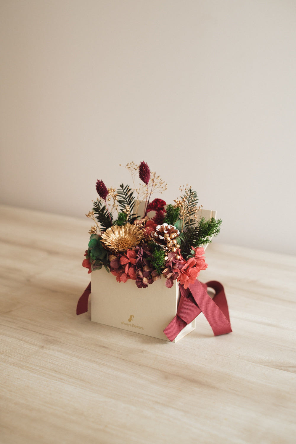 ◆クリスマス限定デザイン◆Flower BAG No.1/フラワーバッグアレンジ グローウィングナイト/ドライ&プリザーブドフラワー