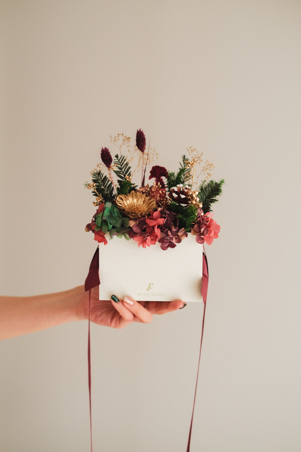 ◆クリスマス限定デザイン◆Flower BAG No.1/フラワーバッグアレンジ グローウィングナイト/ドライ&プリザーブドフラワー