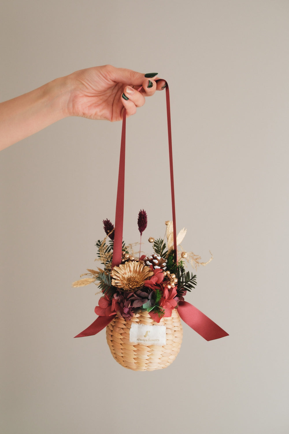 ◆クリスマス限定デザイン◆Flower BAG No.2/フラワーバッグアレンジ ルミナスナイト/ドライ&プリザーブドフラワー