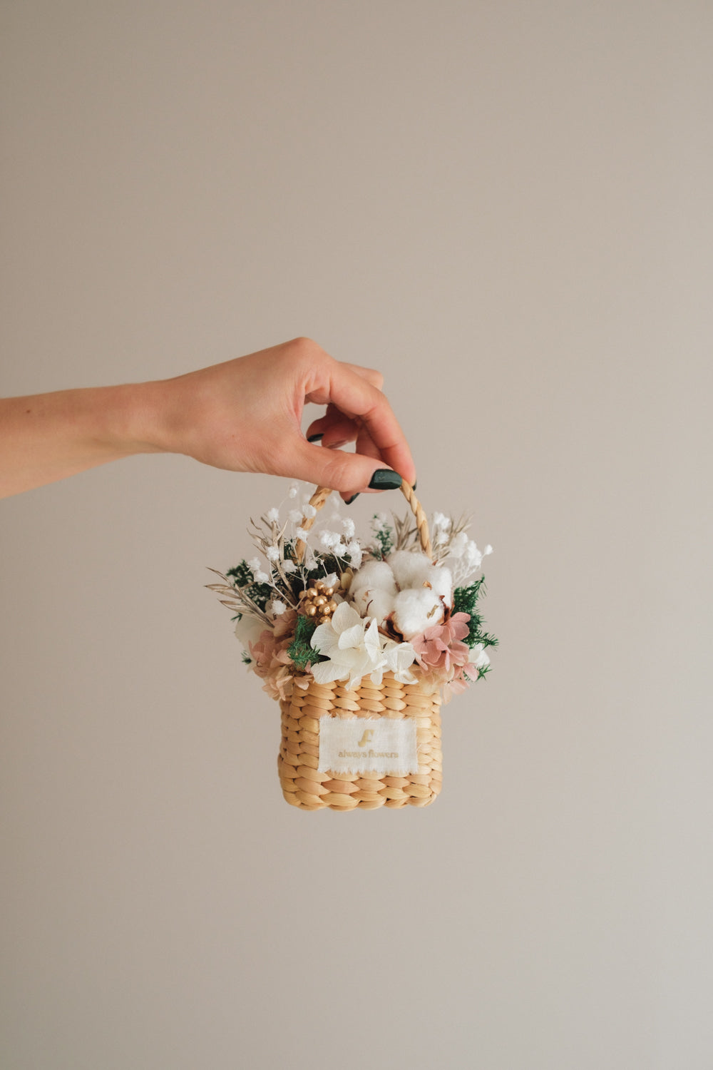 ◆クリスマス限定デザイン◆Flower BAG No.3 /スクエアカゴバッグ シャイニングスノー/ドライ・プリザーブドフラワー