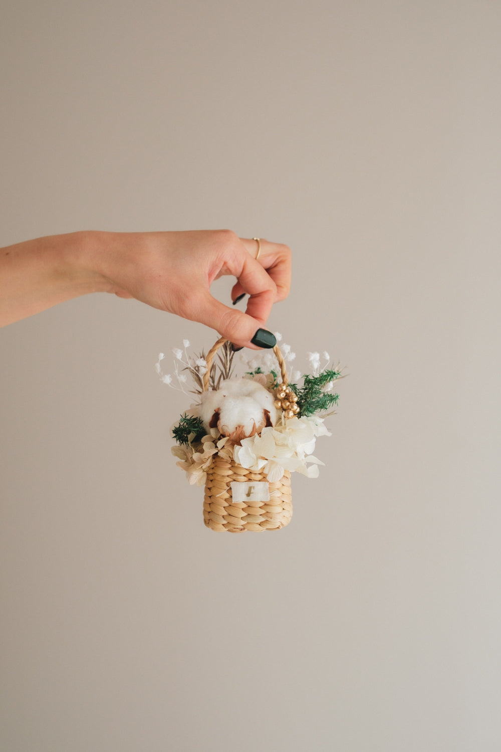 ◆クリスマス限定デザイン◆Flower BAG No.3 /スクエアカゴバッグ シャイニングスノー/ドライ・プリザーブドフラワー