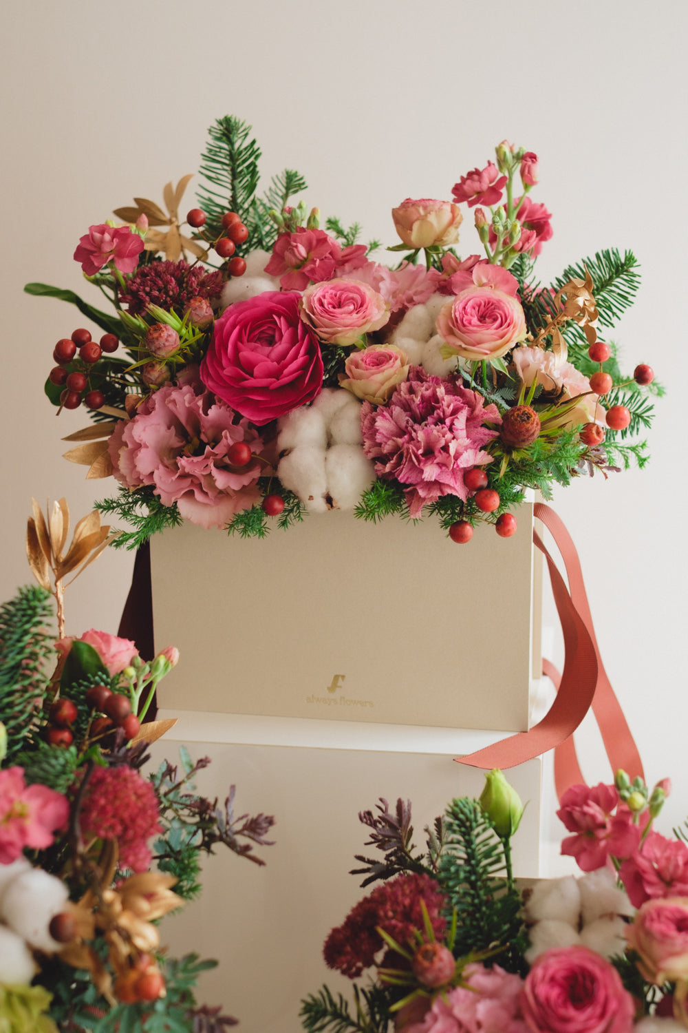 ◆11/29-12/26お届け限定◆Flower BAG No.1/フラワーバッグアレンジ ローズクォーツ/生花