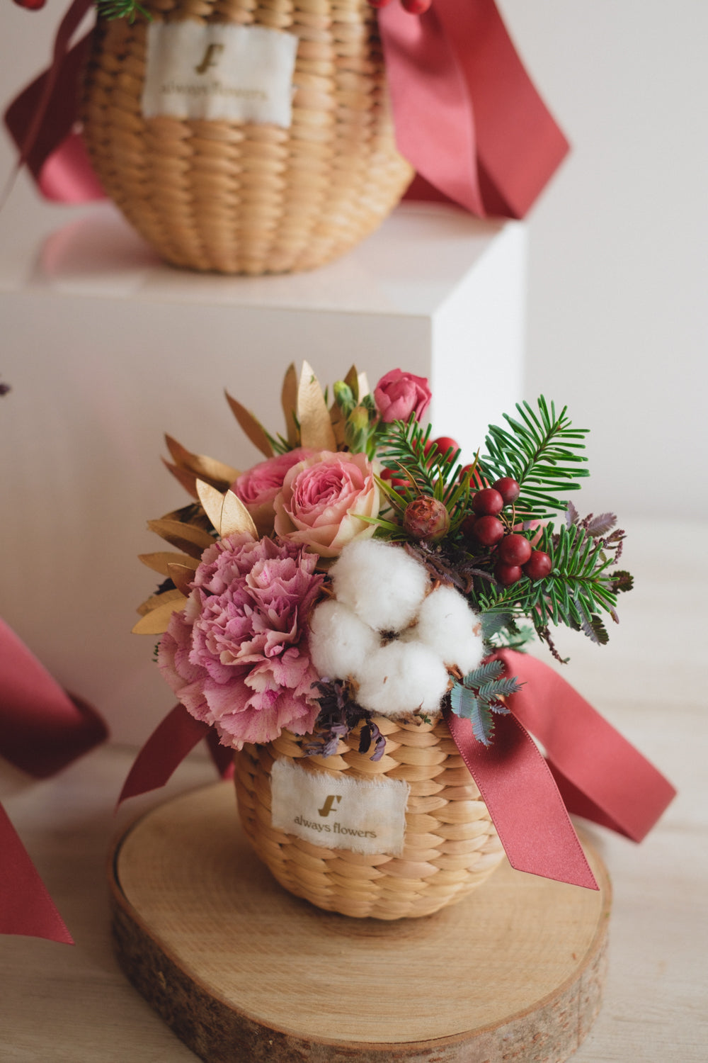 ◆11/29-12/26お届け限定◆Flower BAG No.2/フラワーバッグアレンジ ピンクスピネル/生花