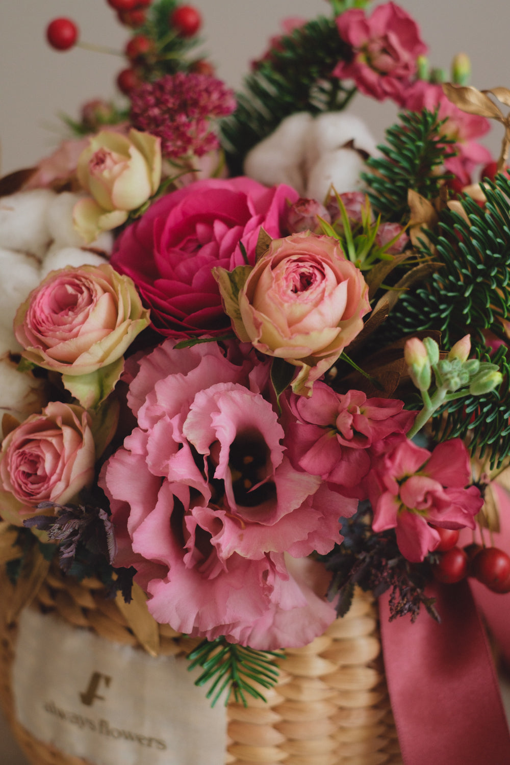 ◆11/29-12/26お届け限定◆Flower BAG No.2/フラワーバッグアレンジ ピンクスピネル/生花