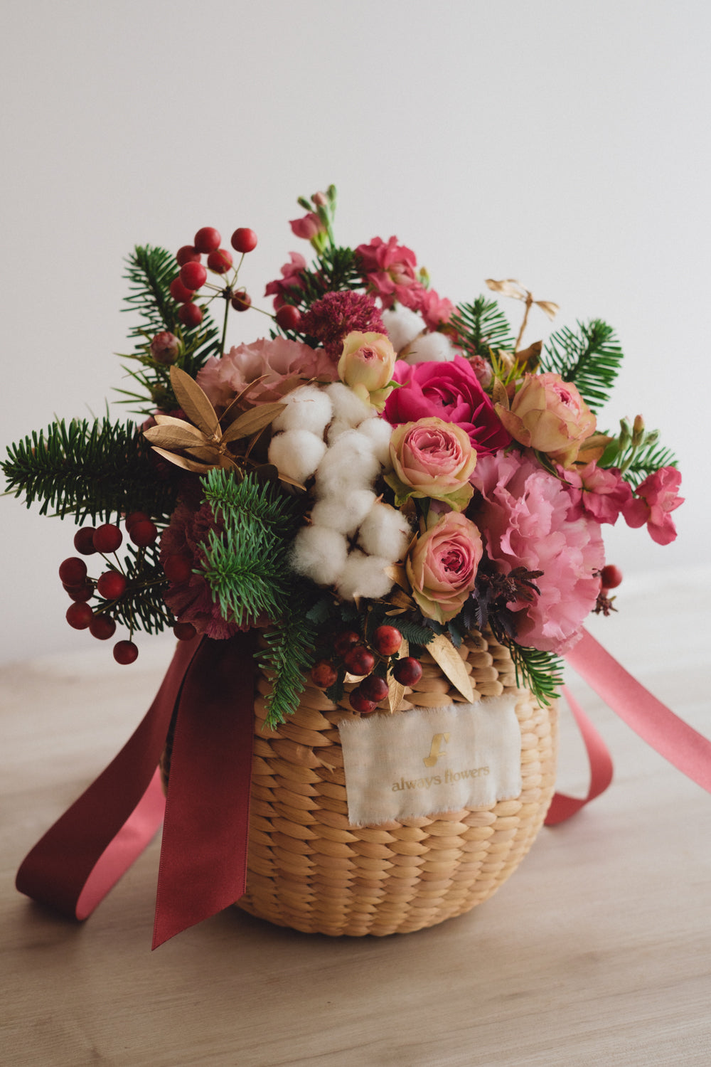 ◆11/29-12/26お届け限定◆Flower BAG No.2/フラワーバッグアレンジ ピンクスピネル/生花