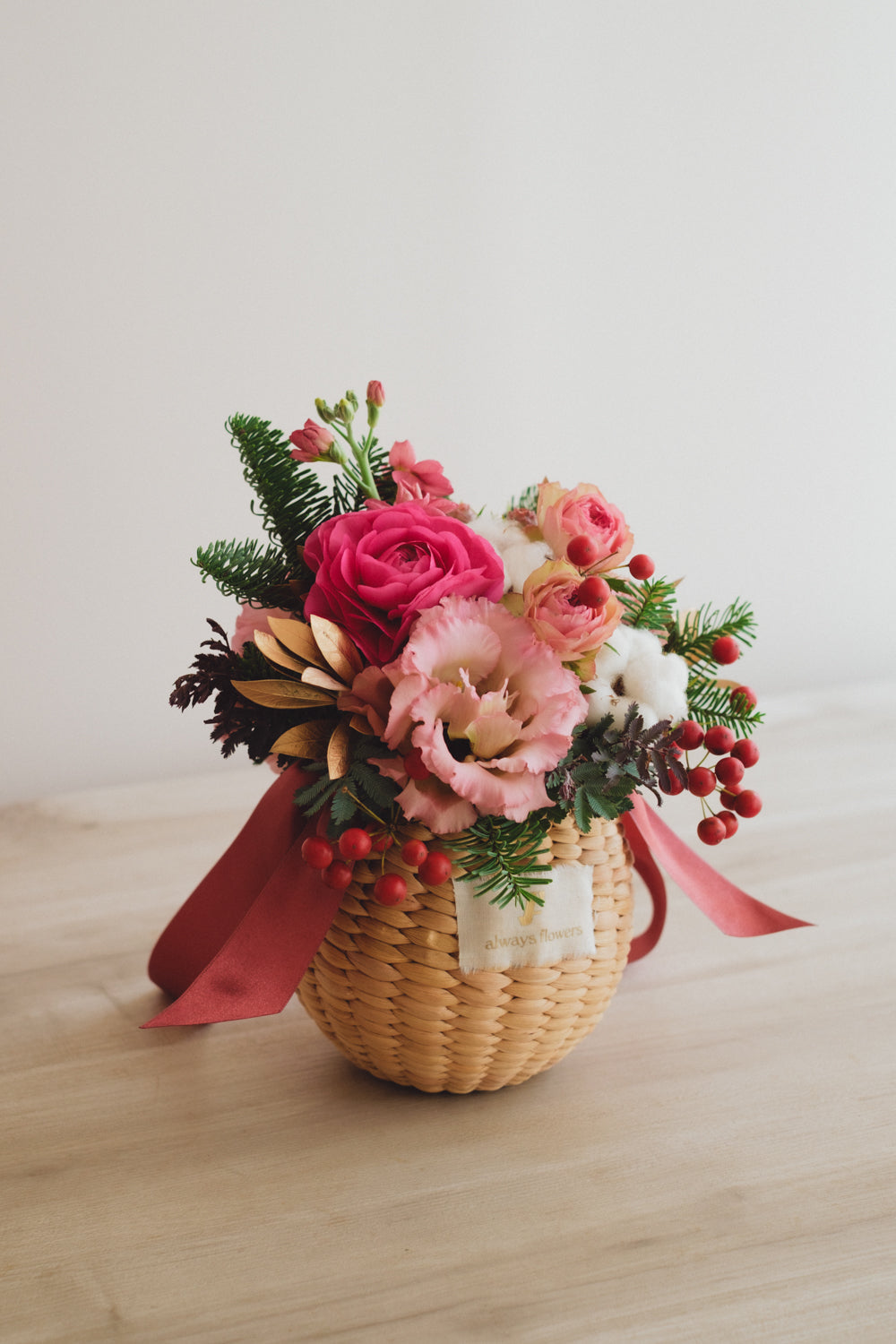 ◆11/29-12/26お届け限定◆Flower BAG No.2/フラワーバッグアレンジ ピンクスピネル/生花