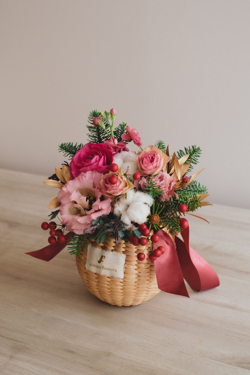 ◆11/29-12/26お届け限定◆Flower BAG No.2/フラワーバッグアレンジ ピンクスピネル/生花