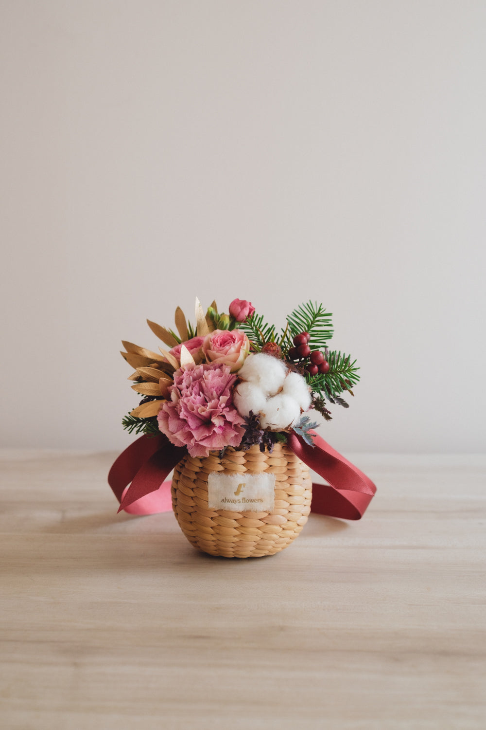 ◆11/29-12/26お届け限定◆Flower BAG No.2/フラワーバッグアレンジ ピンクスピネル/生花