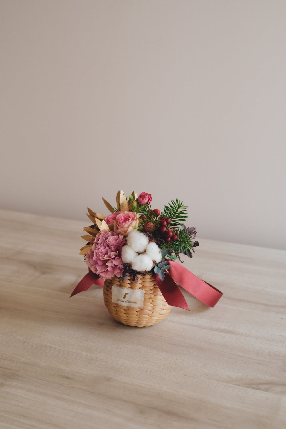 ◆11/29-12/26お届け限定◆Flower BAG No.2/フラワーバッグアレンジ ピンクスピネル/生花