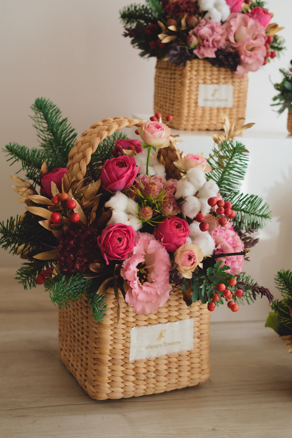 ◆11/29-12/26お届け限定◆Flower BAG No.3/フラワーバッグアレンジ ピンクジルコン/生花