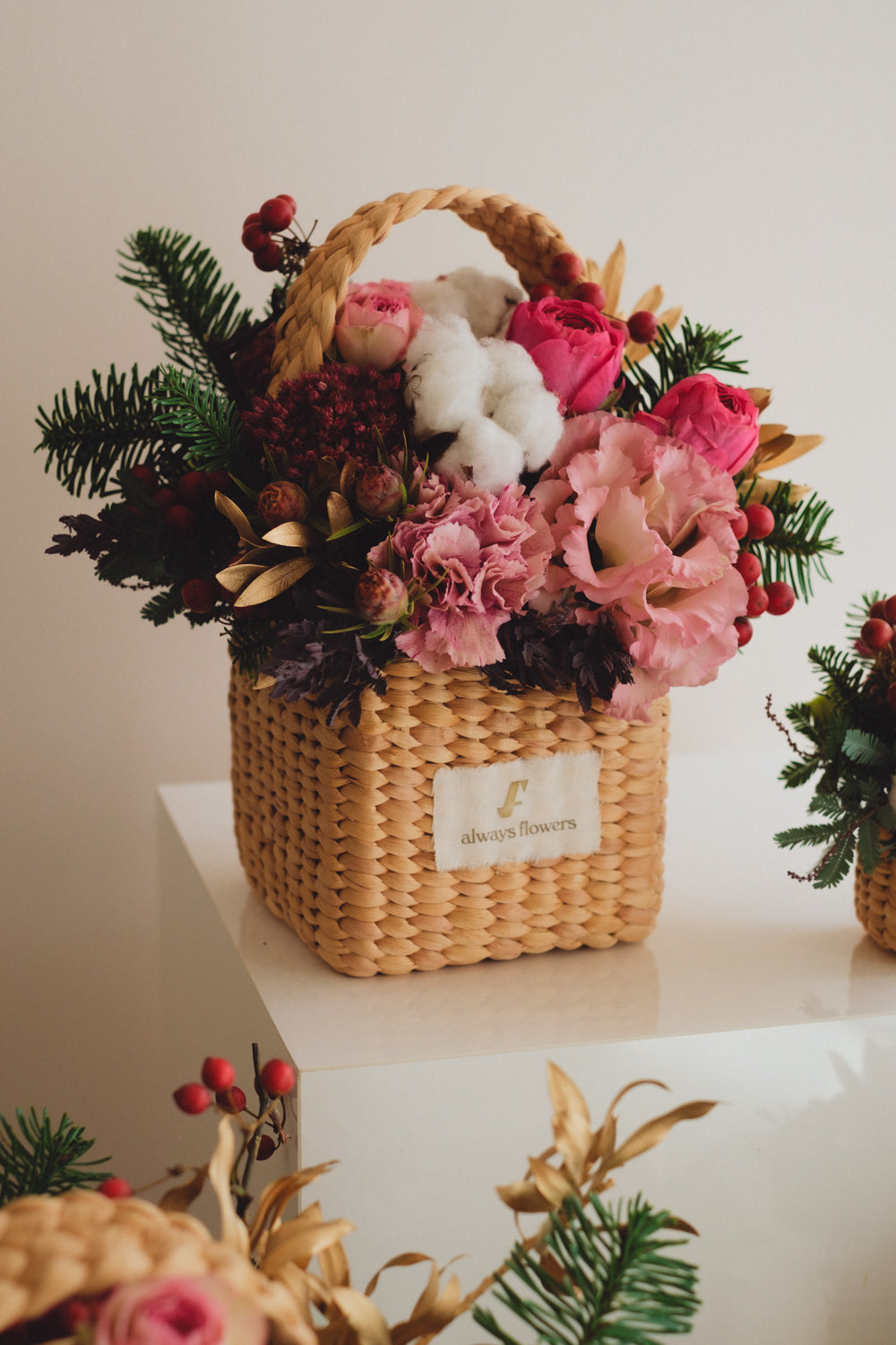 ◆11/29-12/26お届け限定◆Flower BAG No.3/フラワーバッグアレンジ ピンクジルコン/生花