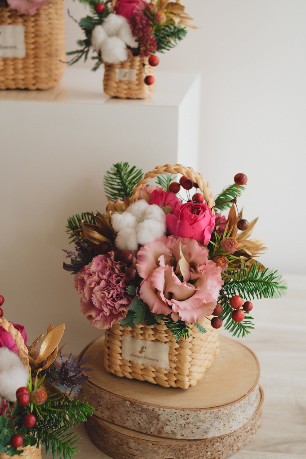 ◆11/29-12/26お届け限定◆Flower BAG No.3/フラワーバッグアレンジ ピンクジルコン/生花