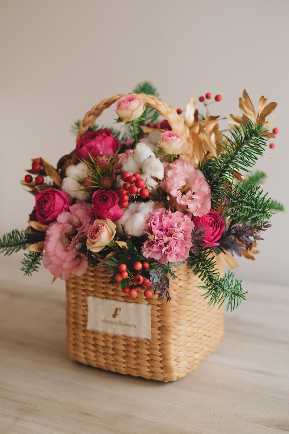 ◆11/29-12/26お届け限定◆Flower BAG No.3/フラワーバッグアレンジ ピンクジルコン/生花