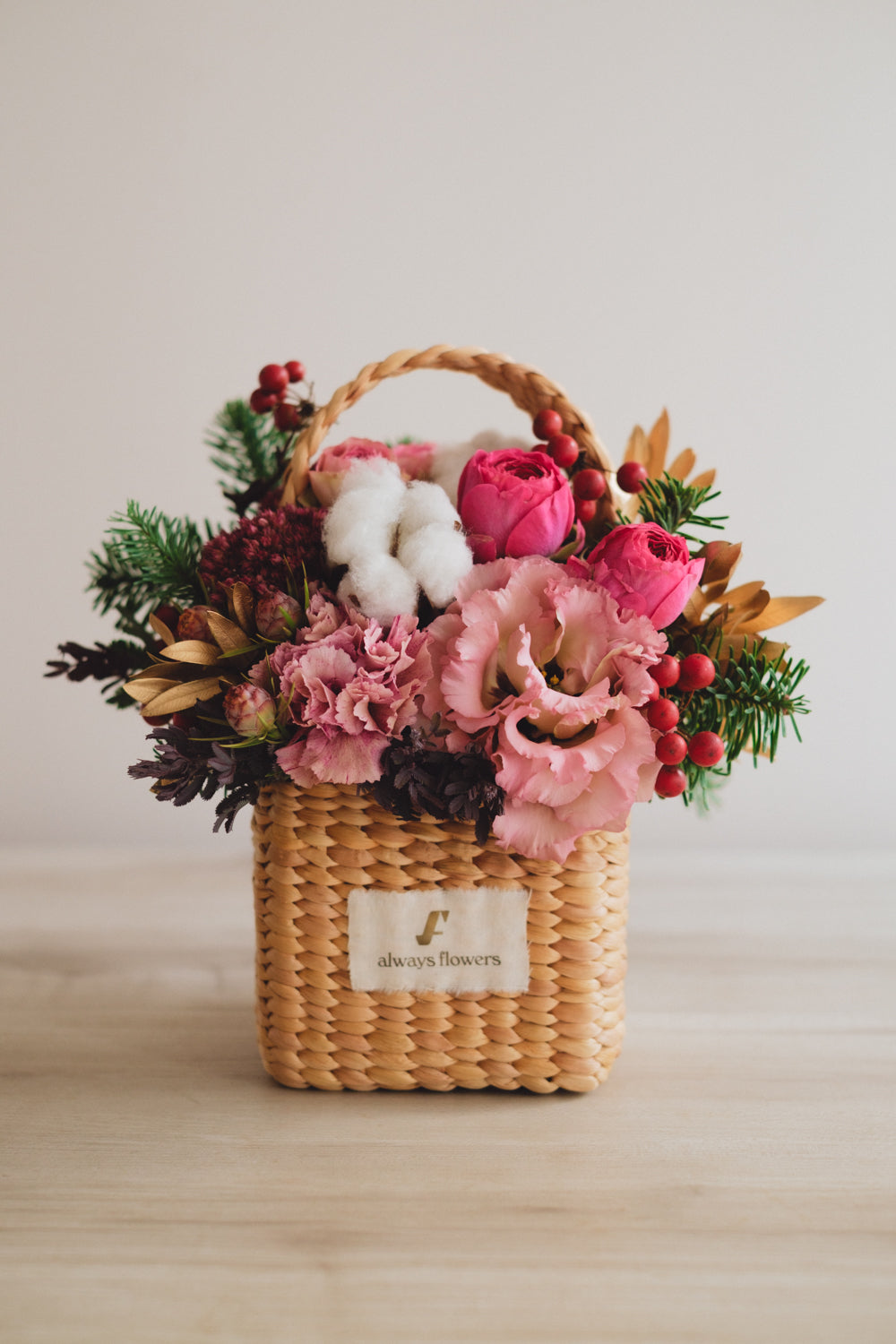 ◆11/29-12/26お届け限定◆Flower BAG No.3/フラワーバッグアレンジ ピンクジルコン/生花