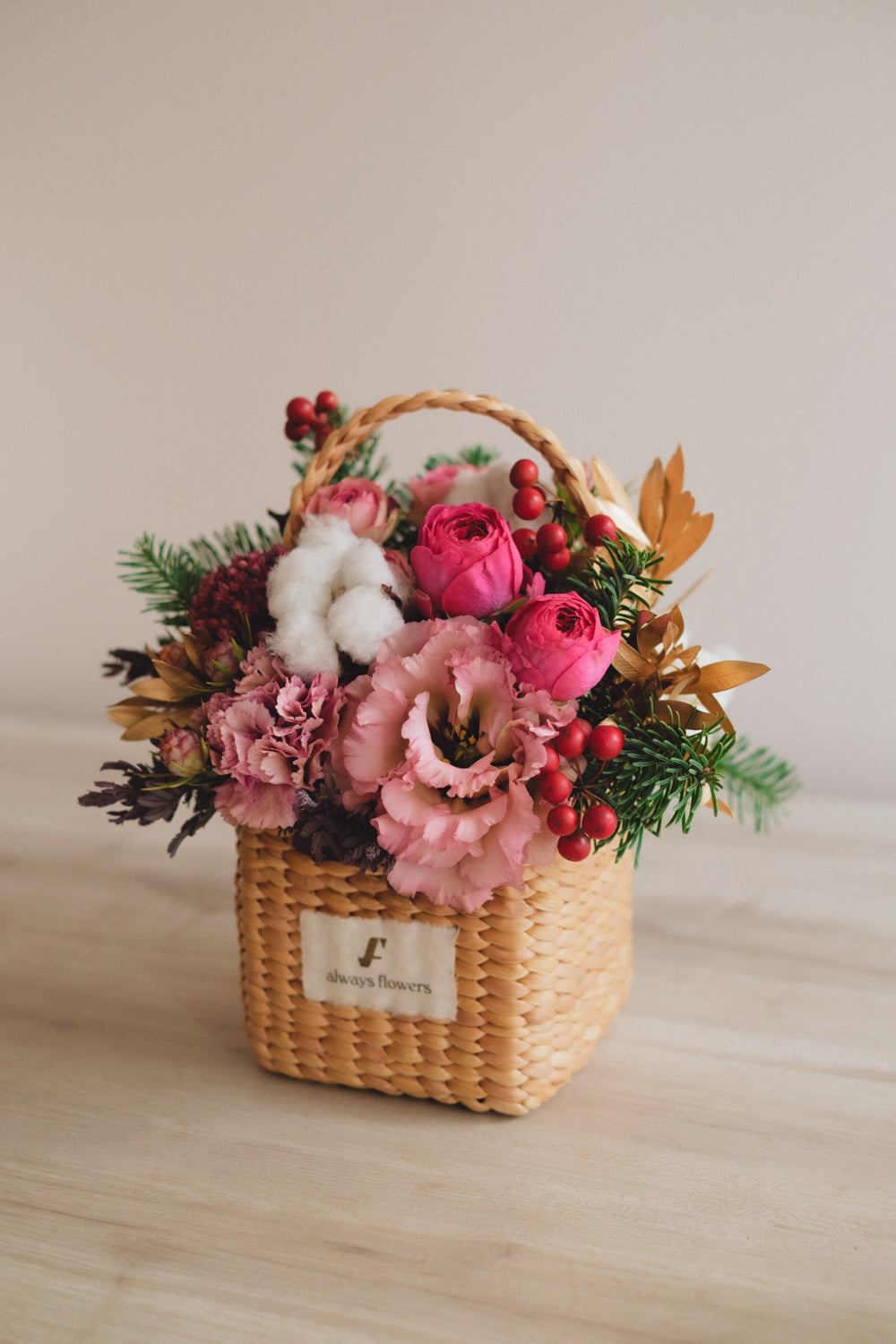 ◆11/29-12/26お届け限定◆Flower BAG No.3/フラワーバッグアレンジ ピンクジルコン/生花