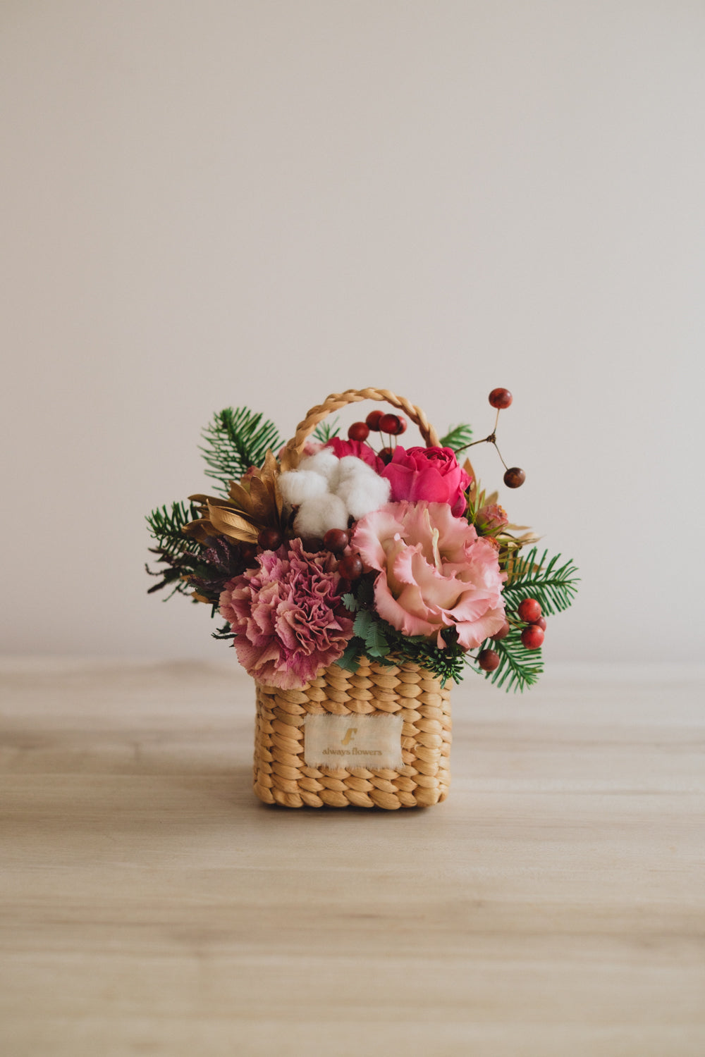 ◆11/29-12/26お届け限定◆Flower BAG No.3/フラワーバッグアレンジ ピンクジルコン/生花