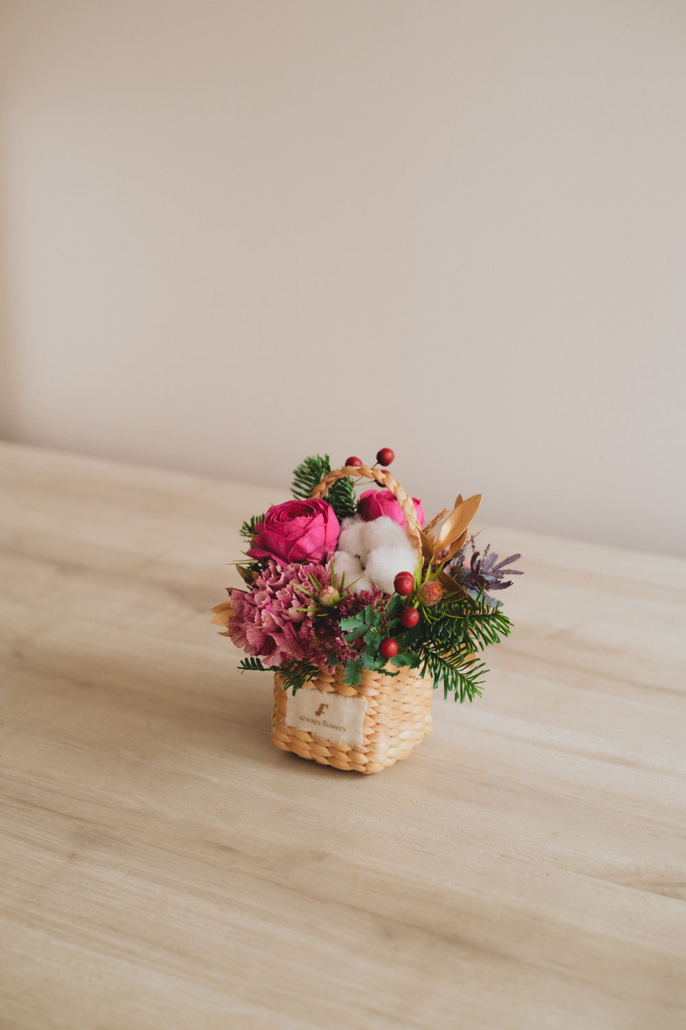 ◆11/29-12/26お届け限定◆Flower BAG No.3/フラワーバッグアレンジ ピンクジルコン/生花