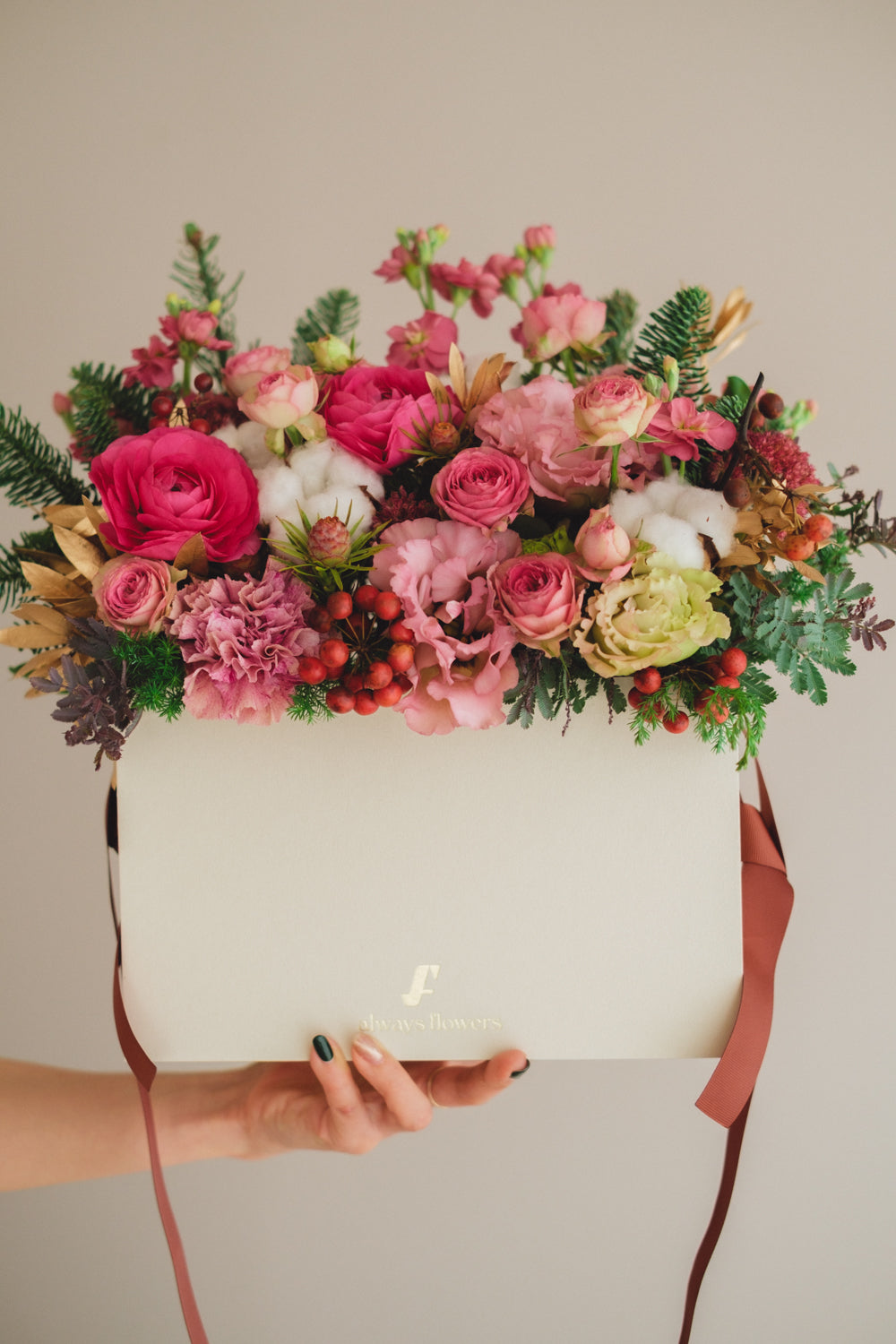 ◆11/29-12/26お届け限定◆Flower BAG No.1/フラワーバッグアレンジ ローズクォーツ/生花