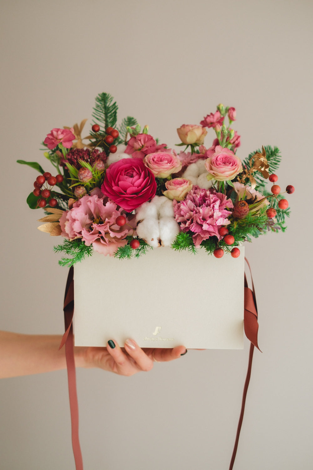 ◆11/29-12/26お届け限定◆Flower BAG No.1/フラワーバッグアレンジ ローズクォーツ/生花