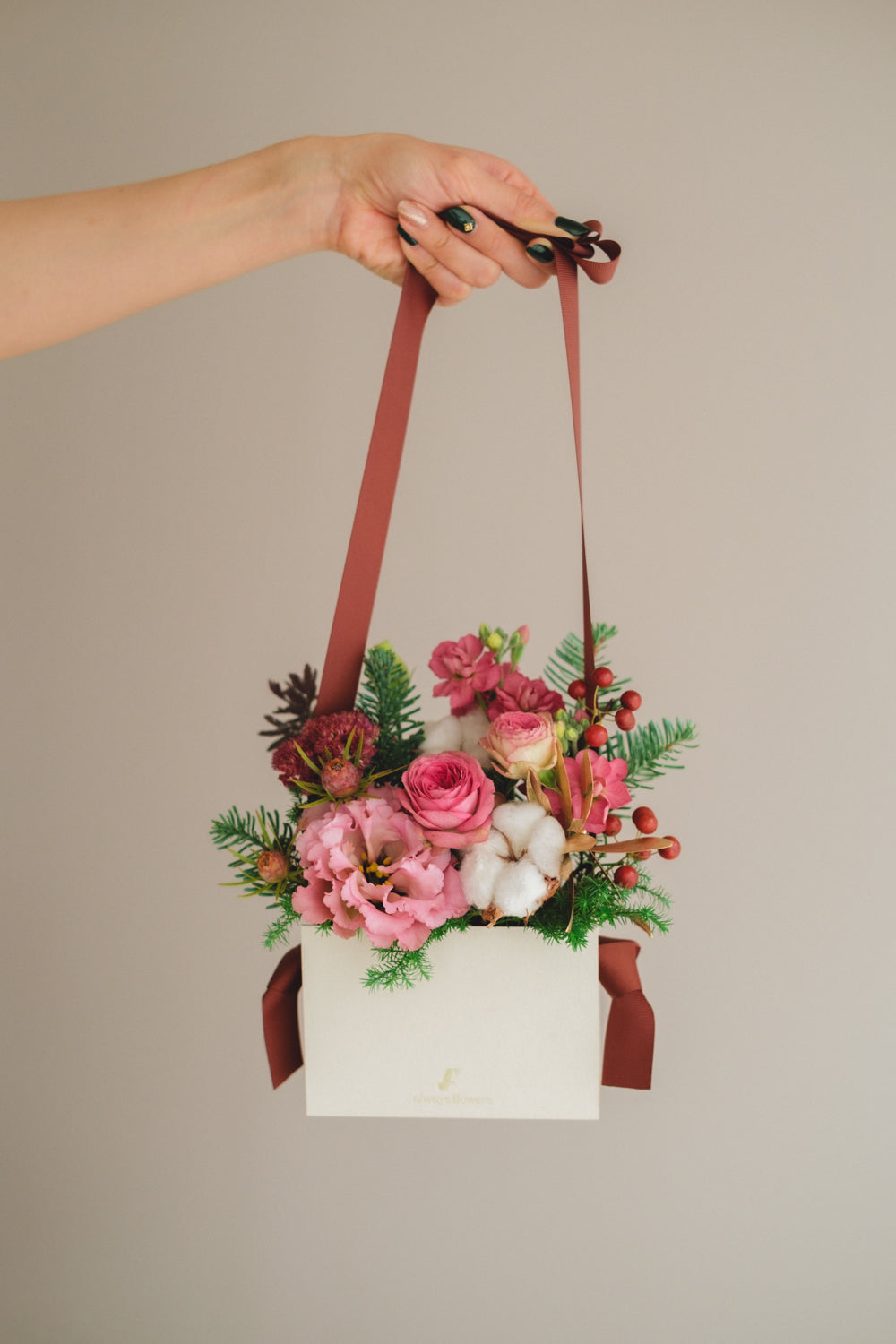 ◆11/29-12/26お届け限定◆Flower BAG No.1/フラワーバッグアレンジ ローズクォーツ/生花