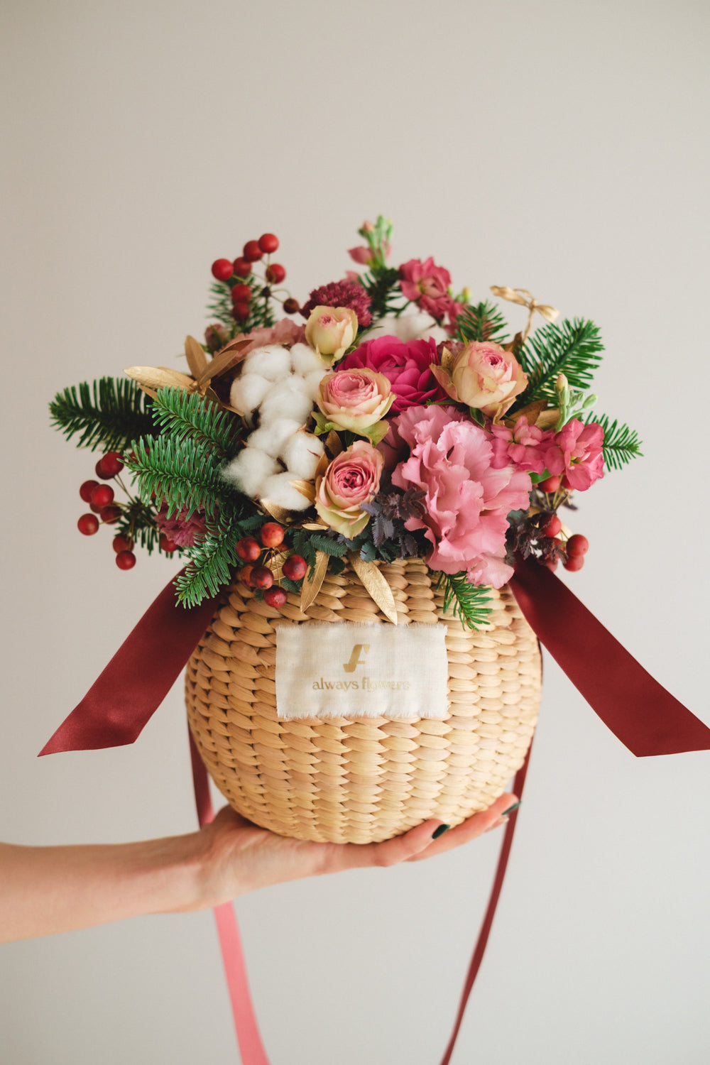 ◆11/29-12/26お届け限定◆Flower BAG No.2/フラワーバッグアレンジ ピンクスピネル/生花