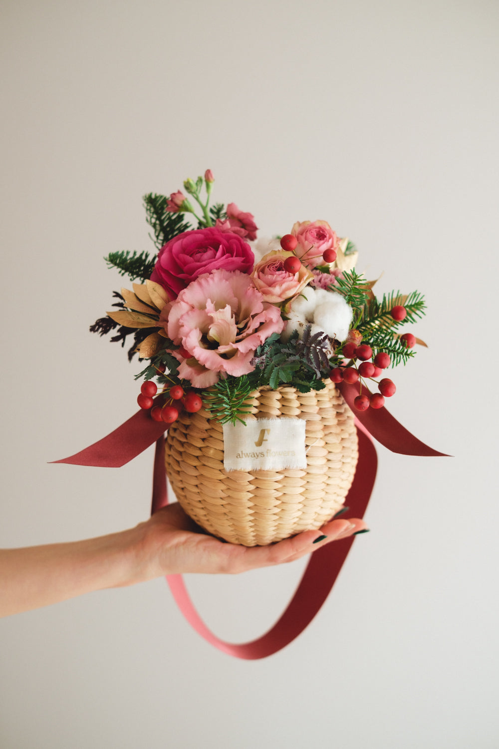 ◆11/29-12/26お届け限定◆Flower BAG No.2/フラワーバッグアレンジ ピンクスピネル/生花