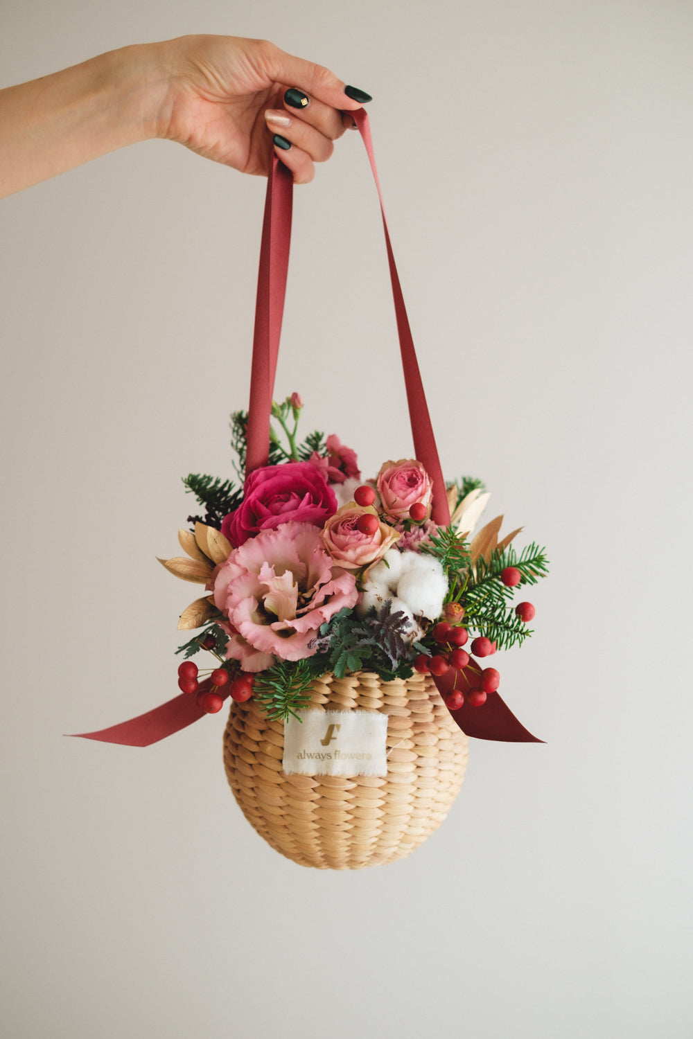 ◆11/29-12/26お届け限定◆Flower BAG No.2/フラワーバッグアレンジ ピンクスピネル/生花