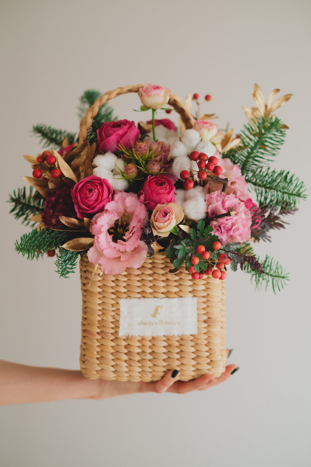 ◆11/29-12/26お届け限定◆Flower BAG No.3/フラワーバッグアレンジ ピンクジルコン/生花