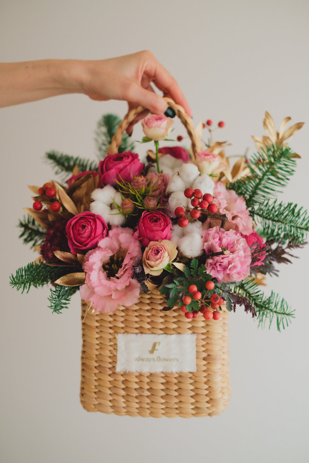 ◆11/29-12/26お届け限定◆Flower BAG No.3/フラワーバッグアレンジ ピンクジルコン/生花